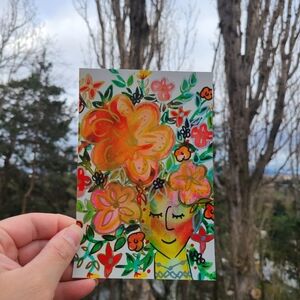 Floral Art Print with Vibrant Colors 4x6 wall art maximalist colors